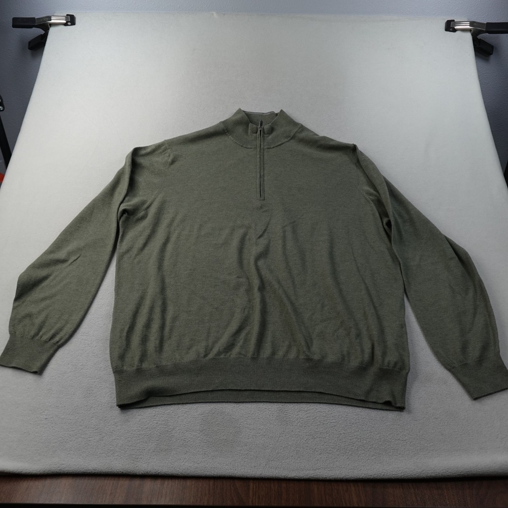 Faherty Movement Quarter Zip Sweater Mens XXL Green COOLMAX Cotton MYS2402